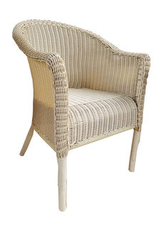 Resin Cane Armchair Cream (H: 84cm W: 53cm D: 53cm) 
