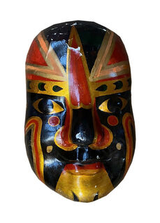 Japanese Mask Small Black + Gold (H: 0.3m x W: 0.2m)