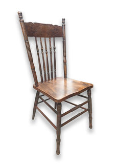 Kitchen Chair #027 Wooden Carved Back (H: 100cm x L: 40cm x D: 39cm)