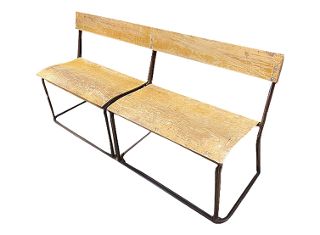 School Bench #6 Assembly - Worn (H: 78cm W: 168cm D: 54cm)