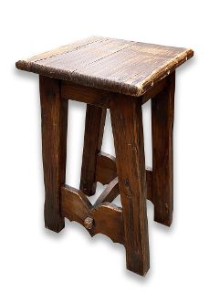 Rustic Stool Wooden (H: 61cm W: 38cm D: 33cm)