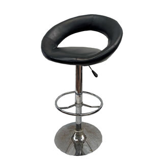 Bar Stool Steel w/ Round Black Vinyl Seat