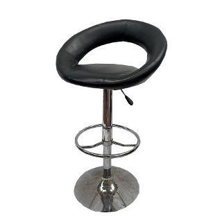 Bar Stool Steel w/ Round Black Vinyl Seat