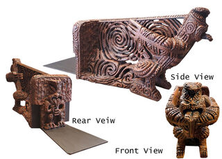 Maori Carving #12 Waka Prow Medium (H: 0.66m x L: 1.55m x W: 0.5m)