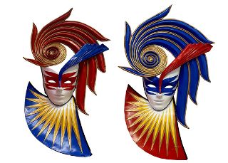 Circus/Jester Mask Blue,Red, White (H: 70.5cm x W: 44cm)