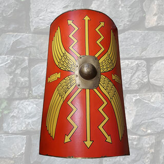 Shield Roman Curved Wooden Red (H: 1.05m x W: 0.6m)