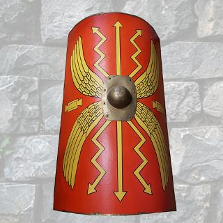 Shield Roman Curved Wooden Red (H: 1.05m x W: 0.6m)