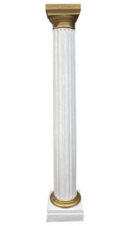 Column (GG) Doric Plastic White w/ Gold Trim (H: 2.1m x W: 0.4m x D: 0.4m)