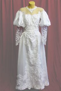 Wedding Dress 80's Mutton Chop Sleeves sz. 8