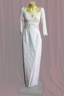 Wedding Dress Silk Rouched Bodice, Long Train sz.8