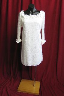 Wedding Dress Short Felt Flower Detail sz. 14