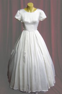 Wedding Dress 1950s White Satin