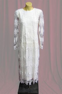 Wedding Dress 1920s Cream Lace SZ10