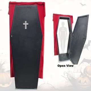 Coffin #17 Walk-Through Standing w/ Red Drape  (H: 2.03m x W: 0.6m x D: 0.38m)