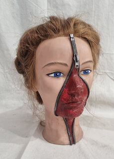 Human Head w/ Zip (H: 30cm x W: 16cm x D: 20cm)