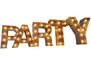 DE: Distressed Light Up Letters - PARTY (H: 50cm x W: 14cm)