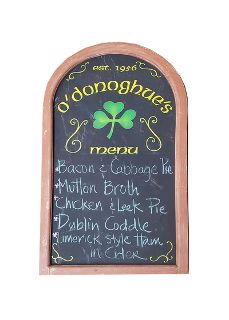 SIGN: O'Donoghues Menu (H: 0.93m x W: 0.5m)