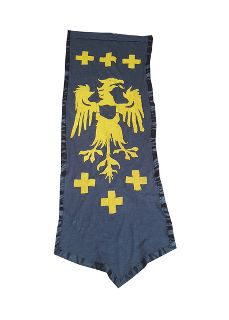 Banner Yellow and Navy Drop w/ Crosses and Bird  (L 1.75m x W 0.62m)