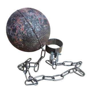 Metal Ball & Chain Manacles - Large Ball (Cuff Dia: 8.5cm, Chain L: 110cm, Ball Dia: 20cm)