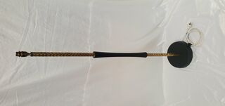 Standing Lamp #6 Art Deco Black + Gold Stem (Working) w/ Shade (H: 1.31m)