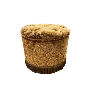 Pouffe Brown Brocade (H: 33cm D: 38cm) on Wheels