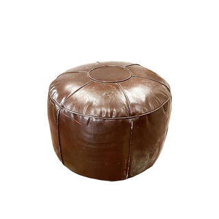 Pouffe Dark Brown Leather (H: 35cn x D: 55cm)