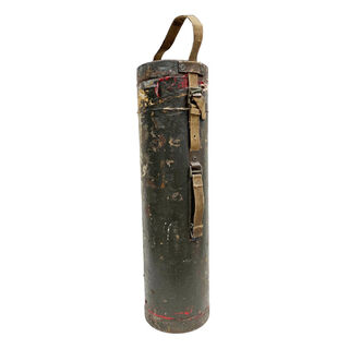 Military Box #16 Explosive Cylinder Green Metal (H: 68cm x D: 18.5cm)