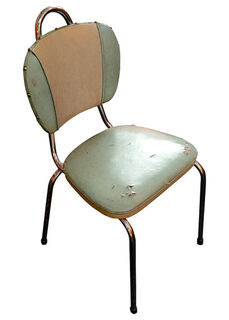 Blue & Cream Vinyl Retro Chair (H:84cm x W: 44cm x D: 50cm)