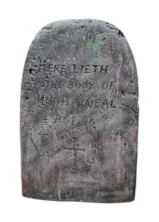 Gravestone Small #36 - Rounded Top w/ Here Lieth (H: 0.64m x W: 0.46m x D: 0.13m)