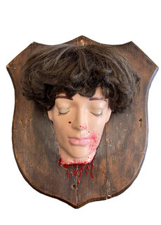 Human Head Trophy On Plaque (H: 47cm x W: 43cm)