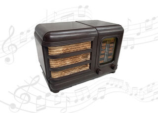 Radio Bakelite Small #F Wood Grain Philco (H: 21cm x L: 31cm x W: 17cm)