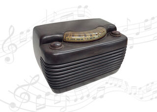 Radio Bakelite Small #B Wood Grain Philco (H: 19cm x L: 31cm x W: 18cm)