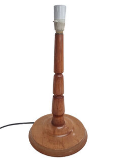 Working Wooden Table Lamp w/ Shade #3 (H: 44cm x Base Dia: 21.5cm)