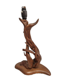 Driftwood Table Lamp w/ Shade #10 (H: 49cm x  L: 27cm x W: 13cm) - Not Working