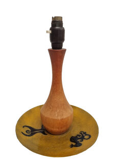 Wood & Bowl Table Lamp w/ Shade #11 (H: 34cm x  Base Dia: 23cm) - Not Working