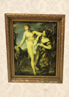Woman Bathing In River w/ Gold Frame (H: 62cm x W: 52cm)
