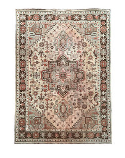 Afghan Rug #659 - Cream, Red, Black (2m x 1.4m)