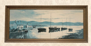Boating Village Print By John Barber (H: 38cm x W: 82cm)