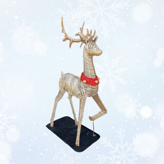 Reindeer Large Male Gold w/ Collar (H: 1.87m x L: 1.1m x W: 0.53m)