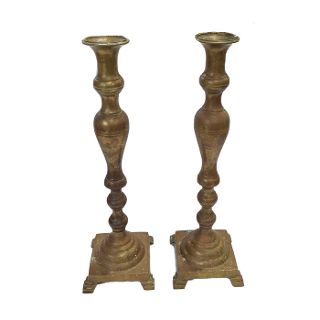 Brass Candlesticks Pair #1 - Large (H :43cm x W: 13cm x L: 13cm)