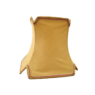 Table Lamp Shade #27 - Cut Corner Inverted Square Bell - Yellow w/ Red Pipping (H: 33cm x Top: 25cm x 15cm x Bottom: 37cm x 29cm)