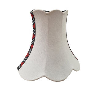 Table Lamp Shade #30 - Oval Bell w/ Scalloped Edge - White w/ Red & Black Seam