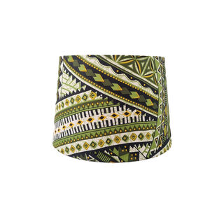 Table Lamp Shade #34 - Tapered Drum - Green, Yellow, Black & White Pacifica Pattern