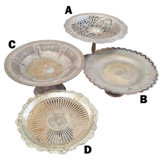 Cake Stand, 1 Tier, Silver Ornate Assorted