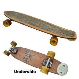 Skateboard #4 - Skuda Wood Grain w/ Yellow Wheels 1970’s (H: 11cm x L: 74cm x W:17cm)