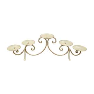 Table Candelabra White 5 pt (H: 19cm x W: 65cm x D: 13cm)