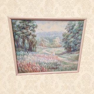 Framed Painting - Woman & Child In A Meadow  (H:55cm x W:64cm)