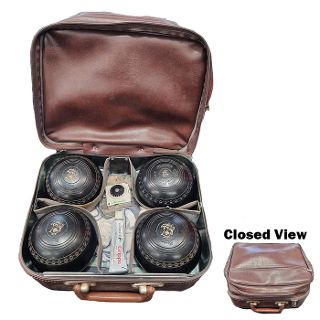 Bowls Set in Leather Bag w/ Tape Measure (Bag: H: 20cm x L: 35cm x W: 25cm. Single Bowl - Dia: 12cm)