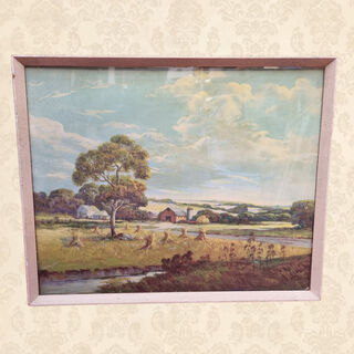 Framed Print - Wheat Field w/ House & Barn (H: 42cm x W: 52cm)