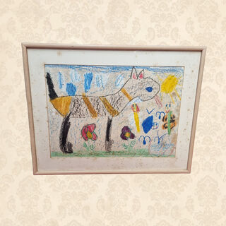 Framed Kid’s Drawing - Cat (H: 42cm x W: 53cm)